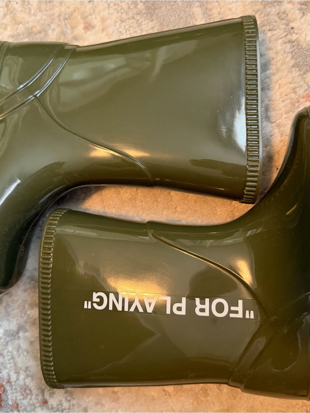 Off-White Kids Olive Green "FOR PLAYING" Rain Boots